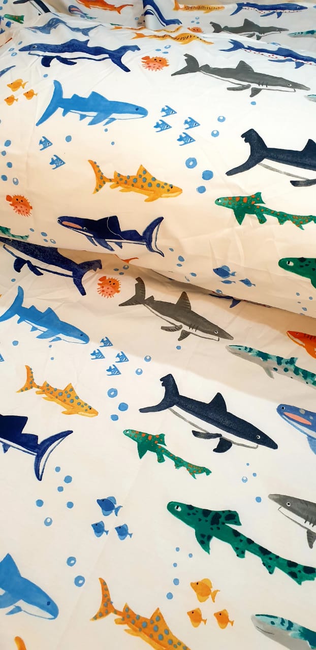 Kids Multi Color Fish Character Comforter Set