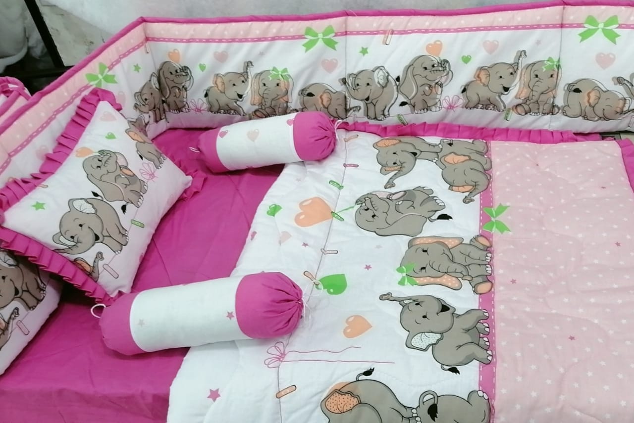 Happy Elephant Baby Cot Set