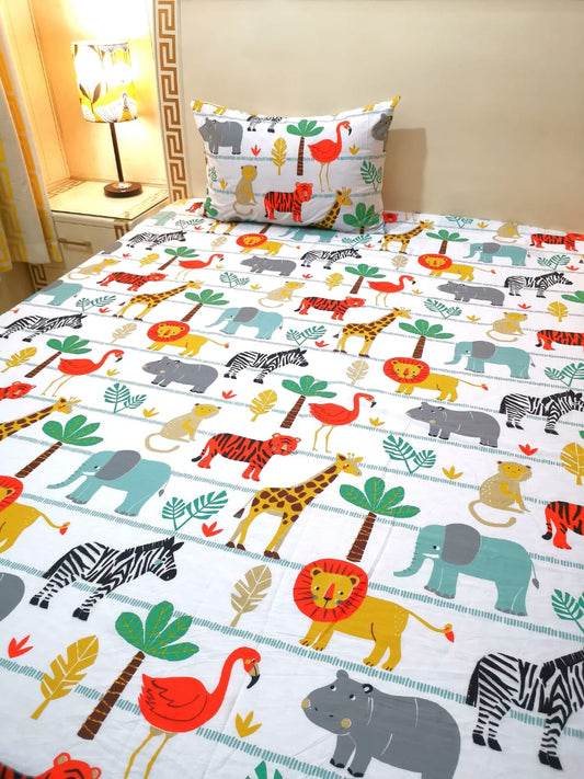 Kids Multi Animals Bedsheet 7977