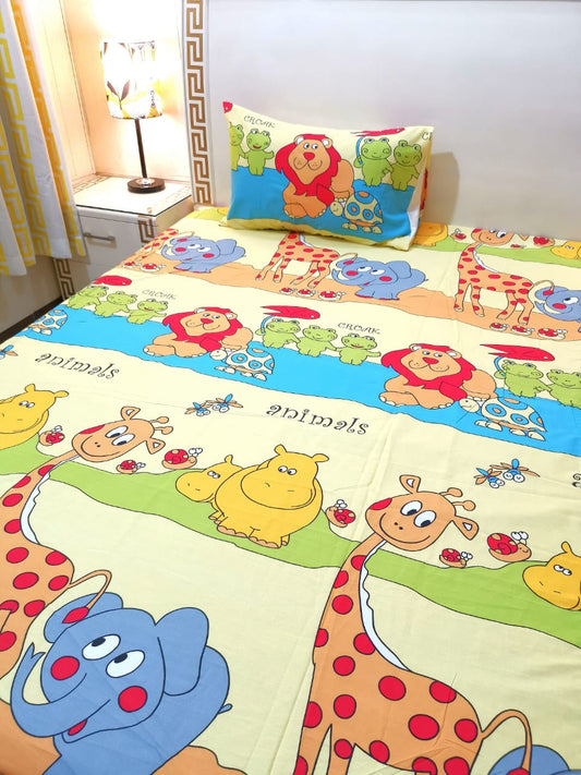 Kids Multi Character Animals Bedsheet 7965