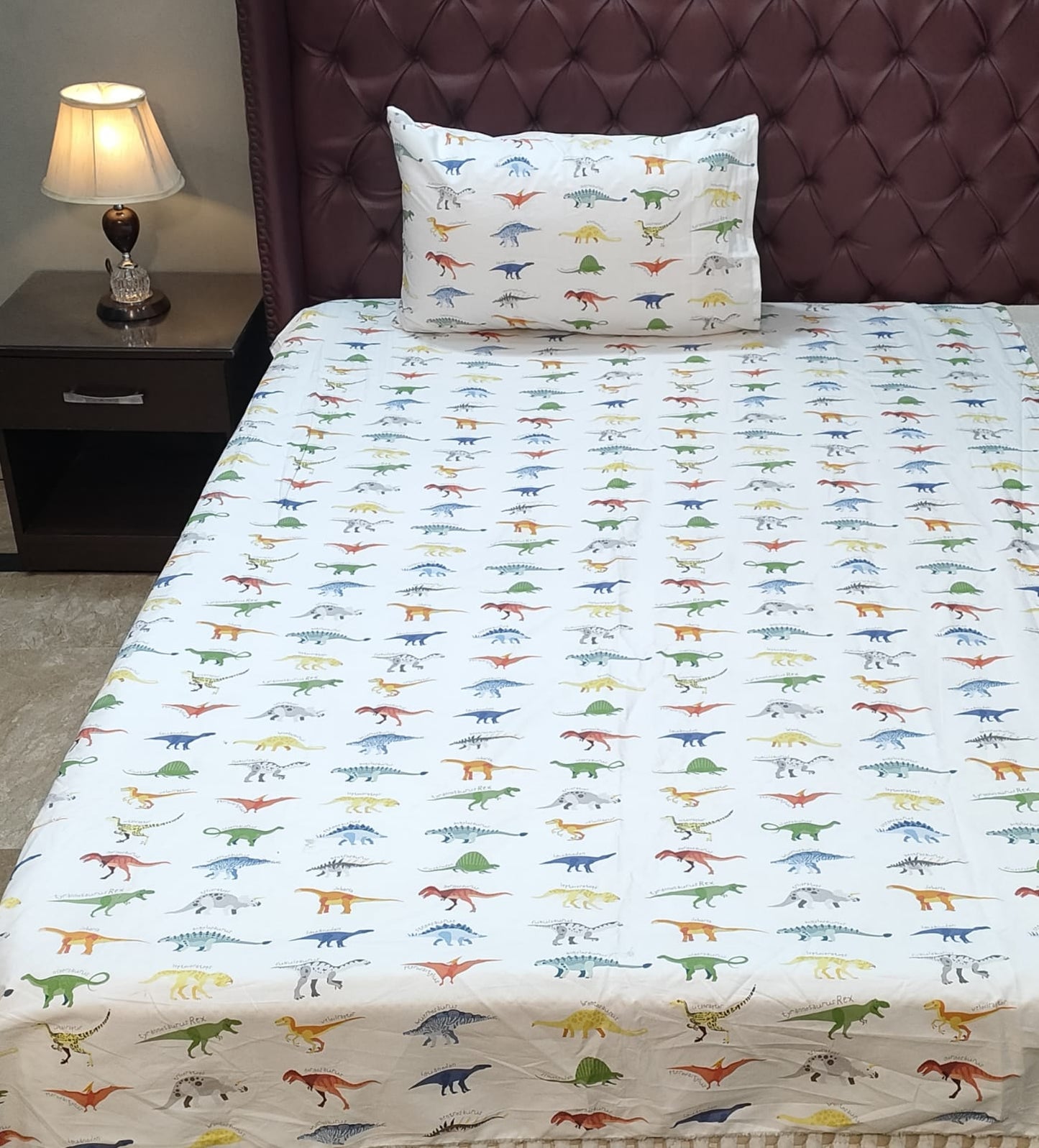 Kids Multi Daino Percale Bedsheet 8011