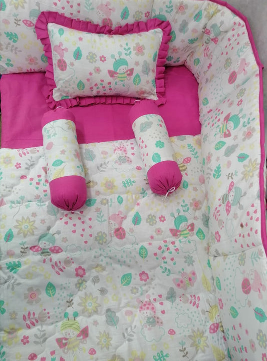 Pink Honey Bee Baby Cot Set