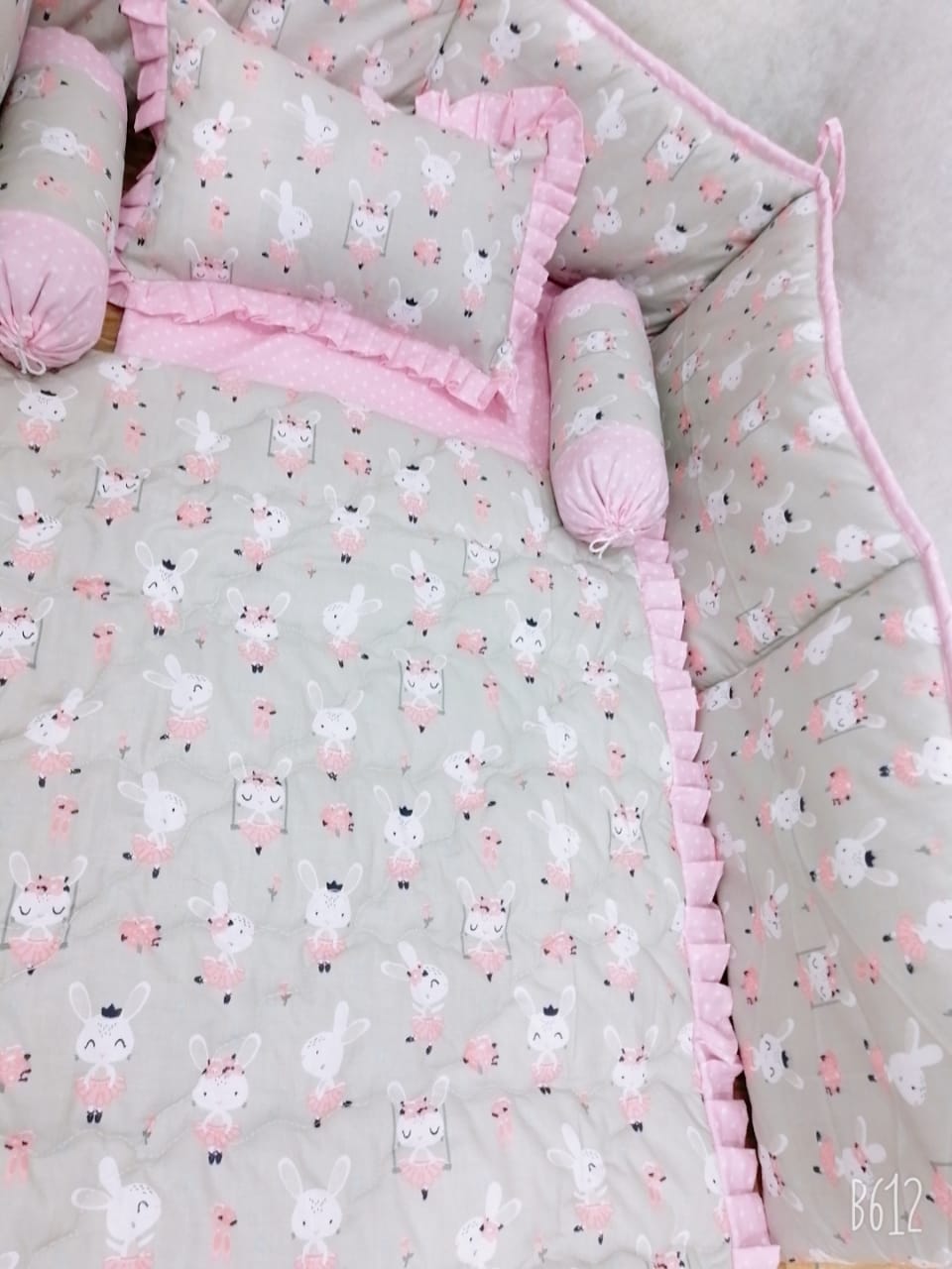 Pink Hunny Bunny Baby Cot Set